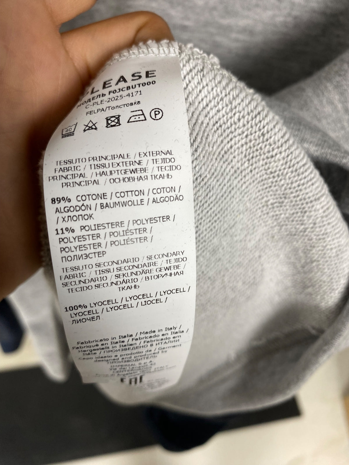 Felpa girocollo PLEASE XS Grigio