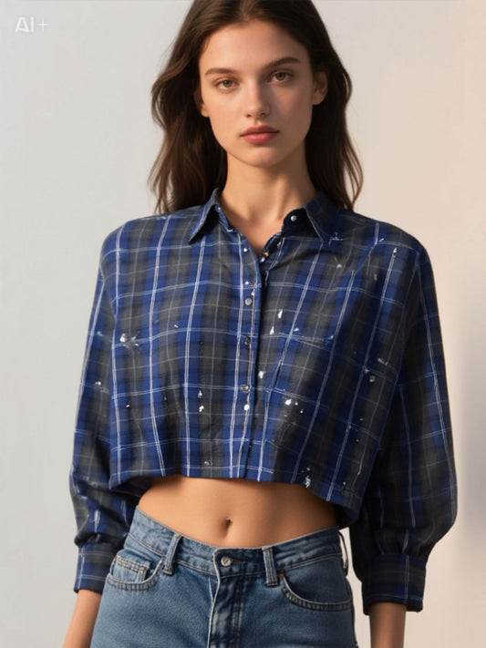 Camicia a quadri con applicazioni