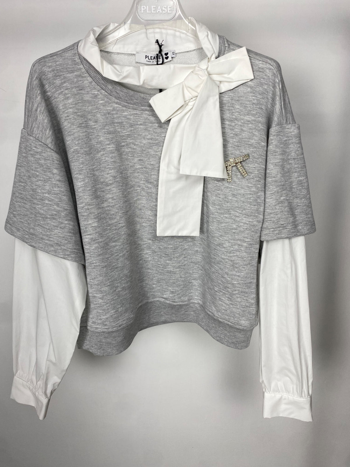Felpa girocollo PLEASE XS Grigio
