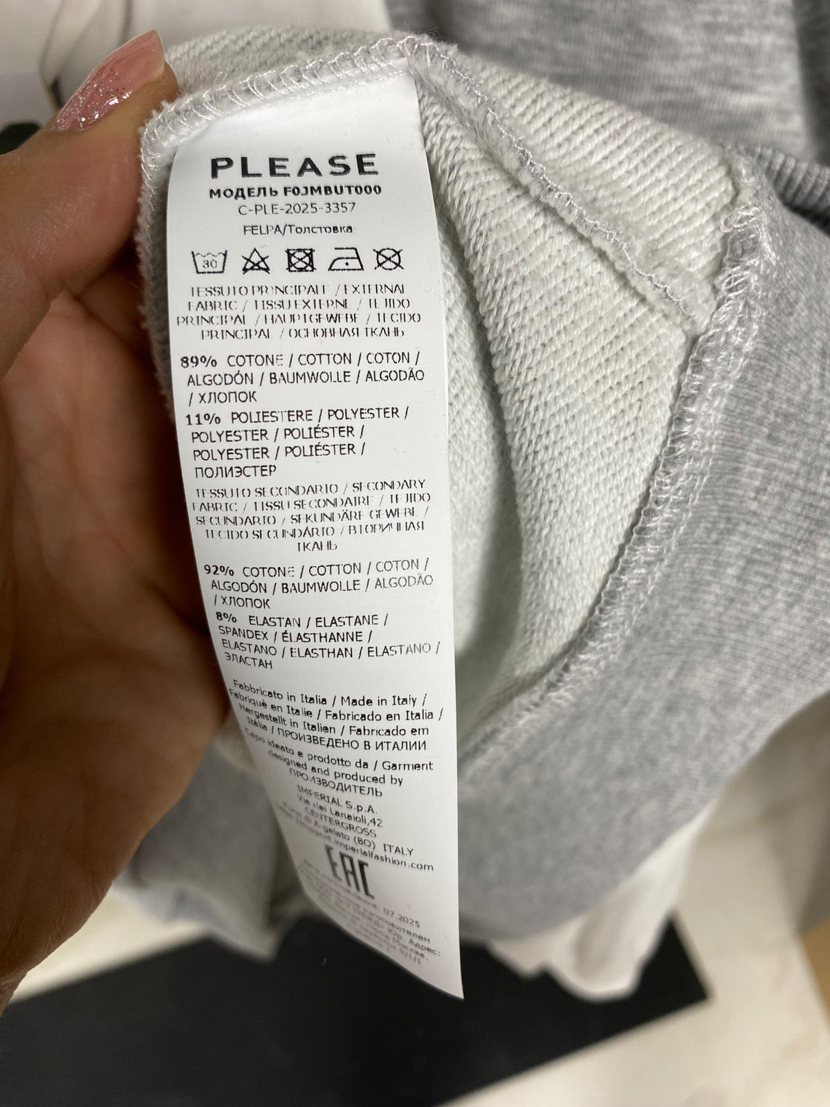 Felpa girocollo PLEASE XS Grigio